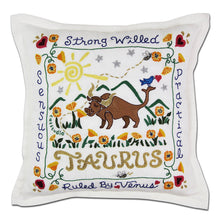 Load image into Gallery viewer, Taurus Astrology Hand-Embroidered Pillow by Cat Studio