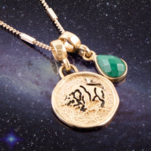 Load image into Gallery viewer, Taurus - Zodiac Green Malachite Golden Charm Necklace