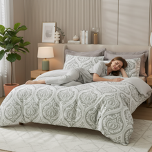Load image into Gallery viewer, Tache Dreamy Moon Sky Ogee Damask Heather Gray White Duvet Cover (TB300)