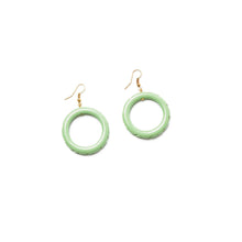 Load image into Gallery viewer, Tea Heavy Carve Drop Hoop Earrings by Splendette