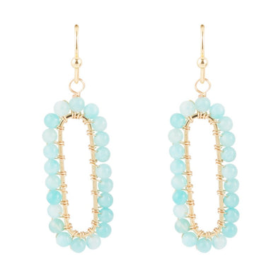 Teal Agate Endless Loop Earrings