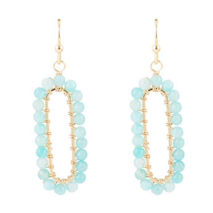 Teal Agate Endless Loop Earrings