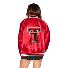 Load image into Gallery viewer, Texas Tech Satin Letterman Bomber Jacket