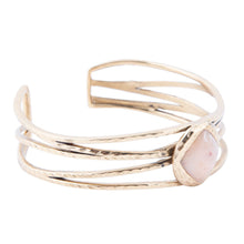 Load image into Gallery viewer, Terra Peach Moonstone and Golden Cuff Bracelet