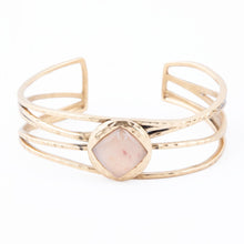 Load image into Gallery viewer, Terra Peach Moonstone and Golden Cuff Bracelet