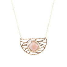 Load image into Gallery viewer, Terra Pink Peach Moonstone and Golden Bronze Necklace
