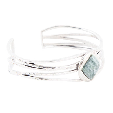 Terra Green Seraphinite and Sterling Silver Cuff Bracelet