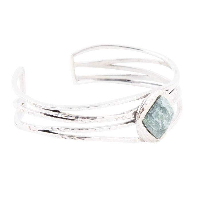 Terra Green Seraphinite and Sterling Silver Cuff Bracelet