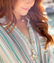 Load image into Gallery viewer, The Light White Mother of Pearl Cross Pendant Golden Necklace