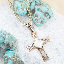 Load image into Gallery viewer, The Light White Mother of Pearl Cross Pendant Golden Necklace