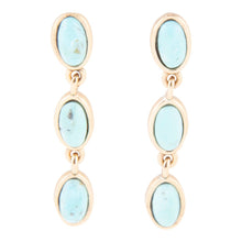 Load image into Gallery viewer, Three Times the Blue Turquoise Golden Drop Earrings