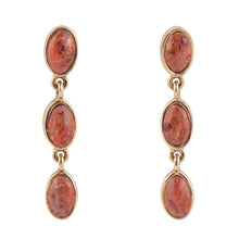 Load image into Gallery viewer, Three Times the Orange Sponge Coral Golden Drop Earrings