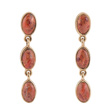 Three Times the Orange Sponge Coral Golden Drop Earrings