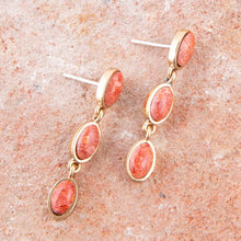 Load image into Gallery viewer, Three Times the Orange Sponge Coral Golden Drop Earrings