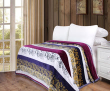 Load image into Gallery viewer, DaDa Bedding Botanical Floral Striped Carnations Mink Flannel Fleece Throw Blanket (XY9829)