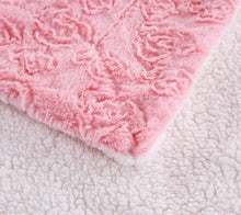 Load image into Gallery viewer, DaDa Bedding Luxury Blossom Pink Rose Buds Pink Sherpa Backside Faux Fur Throw Blanket (BL-171752)