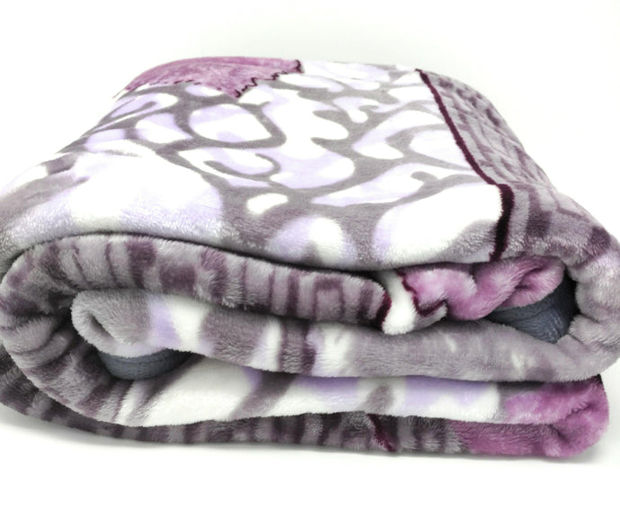 DaDa Bedding Orchid Blossoms Striped Floral Lavender Plush Fleece Flannel Throw Blanket (XY9833)