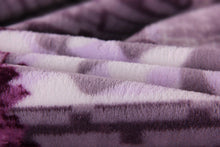 Load image into Gallery viewer, DaDa Bedding Orchid Blossoms Striped Floral Lavender Plush Fleece Flannel Throw Blanket (XY9833)
