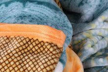 Load image into Gallery viewer, DaDa Bedding Papaya Beach Orange &amp; Blue Reversible Soft Fleece Flannel Throw Blanket (XY9841)