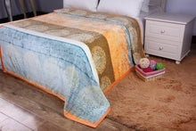 Load image into Gallery viewer, DaDa Bedding Papaya Beach Orange &amp; Blue Reversible Soft Fleece Flannel Throw Blanket (XY9841)