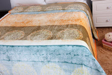 Load image into Gallery viewer, DaDa Bedding Papaya Beach Orange &amp; Blue Reversible Soft Fleece Flannel Throw Blanket (XY9841)