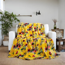 Load image into Gallery viewer, DaDa Bedding Yellow Farmhouse Rustic Spring Floral Hummingbirds Soft Fleece Throw Blanket (925)