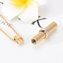 Load image into Gallery viewer, Cylinder Cremation Urn Necklace With Infinity Band Engraved "Together Forever In Loving Memory"