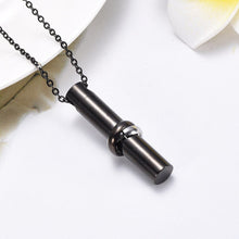 Load image into Gallery viewer, Cylinder Cremation Urn Necklace With Infinity Band Engraved "Together Forever In Loving Memory"