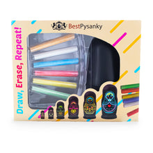 Load image into Gallery viewer, Set of 6 Chalkboard Plastic Nesting Dolls with Color Chalks Reusable DIY Drawing Matryoshka Craft Kit