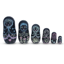 Load image into Gallery viewer, Set of 6 Chalkboard Plastic Nesting Dolls with Color Chalks Reusable DIY Drawing Matryoshka Craft Kit