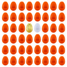 Load image into Gallery viewer, Set of 46 Orange, 1 Gold, and 1 White Plastic Easter Egg 2.25 Inches