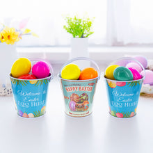 Load image into Gallery viewer, Set of 3 Decorative Tin Easter Buckets 6.7 Inches Tall