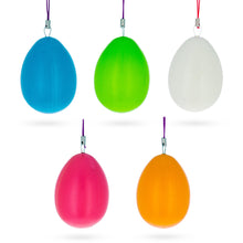 Load image into Gallery viewer, Set of 5 Multicolored Solid Plastic Easter Egg Ornaments 4.75 Inches