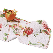 Load image into Gallery viewer, DaDa Bedding Romantic Roses Pink White Lovely Floral Quilted Dining Table Runner (879)