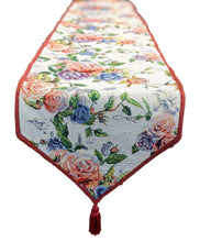 Load image into Gallery viewer, DaDa Bedding Vintage Romantic Roses Lovely Pink Floral Woven Tapestry Dining Table Runner (879)