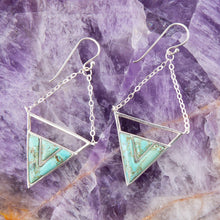 Load image into Gallery viewer, Trapeze Blue Turquoise and Sterling Silver Earrings