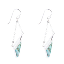 Load image into Gallery viewer, Trapeze Blue Turquoise and Sterling Silver Earrings