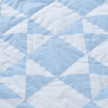 Load image into Gallery viewer, Handmade Blue White Cotton Quilt Bedspread Geometric Patchwork Bedding