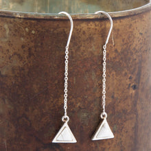 Load image into Gallery viewer, Triangle Threader White Howlite and Sterling Silver Earrings