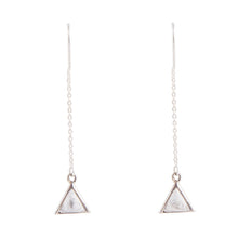 Load image into Gallery viewer, Triangle Threader White Howlite and Sterling Silver Earrings
