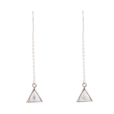 Triangle Threader White Howlite and Sterling Silver Earrings