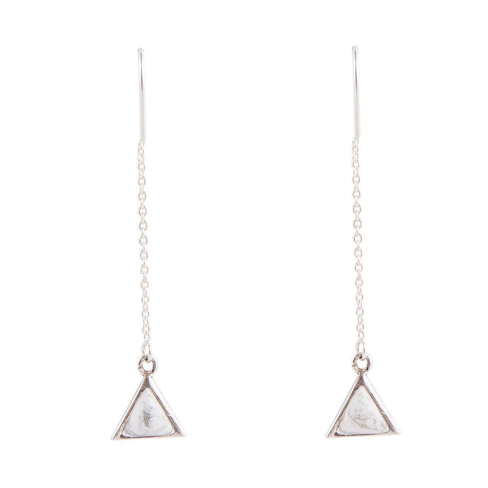 Triangle Threader White Howlite and Sterling Silver Earrings