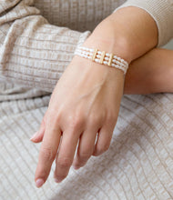 Load image into Gallery viewer, Triple Freshwater White Pearl Classic Golden Stretch Bracelet