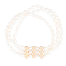 Load image into Gallery viewer, Triple Freshwater White Pearl Classic Golden Stretch Bracelet