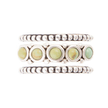 Load image into Gallery viewer, Triple Play Blue Turquoise and Sterling Silver Stack Ring