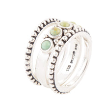 Load image into Gallery viewer, Triple Play Blue Turquoise and Sterling Silver Stack Ring