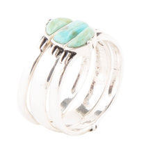Load image into Gallery viewer, Triple Stack Shaped Turquoise and Sterling Silver Ring Set