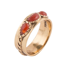 Load image into Gallery viewer, Triple Stone Orange Carnelian and Golden Ring