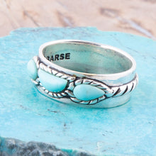 Load image into Gallery viewer, Triple Stone Simplicity Blue Turquoise and Sterling Silver Ring