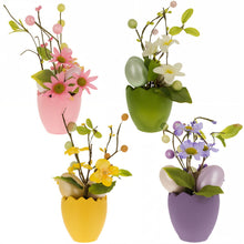 Load image into Gallery viewer, Set of 4 Colorful Spring Flowers with Easter Eggs 7 Inches
